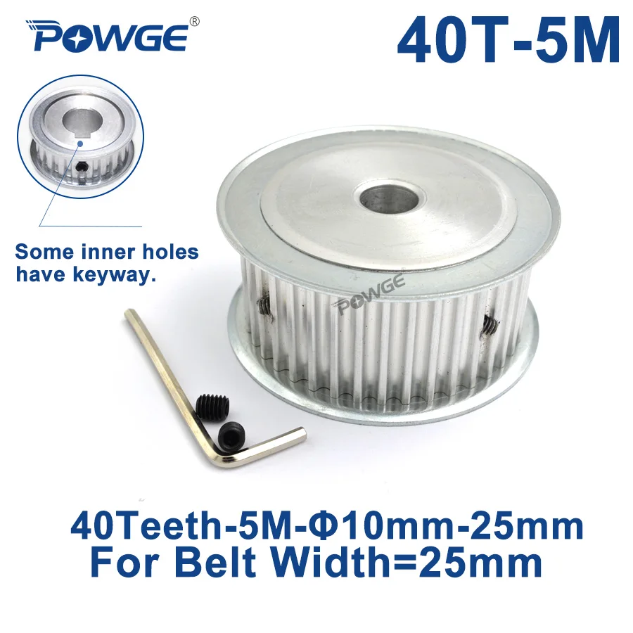 POWGE Arc HTD 5M 40 Teeth Synchronous Timing Pulley Bore 8/10/12/14/15/16/17/18/19/20/25mm for Width 25mm HTD5M Belt 40Teeth 40T