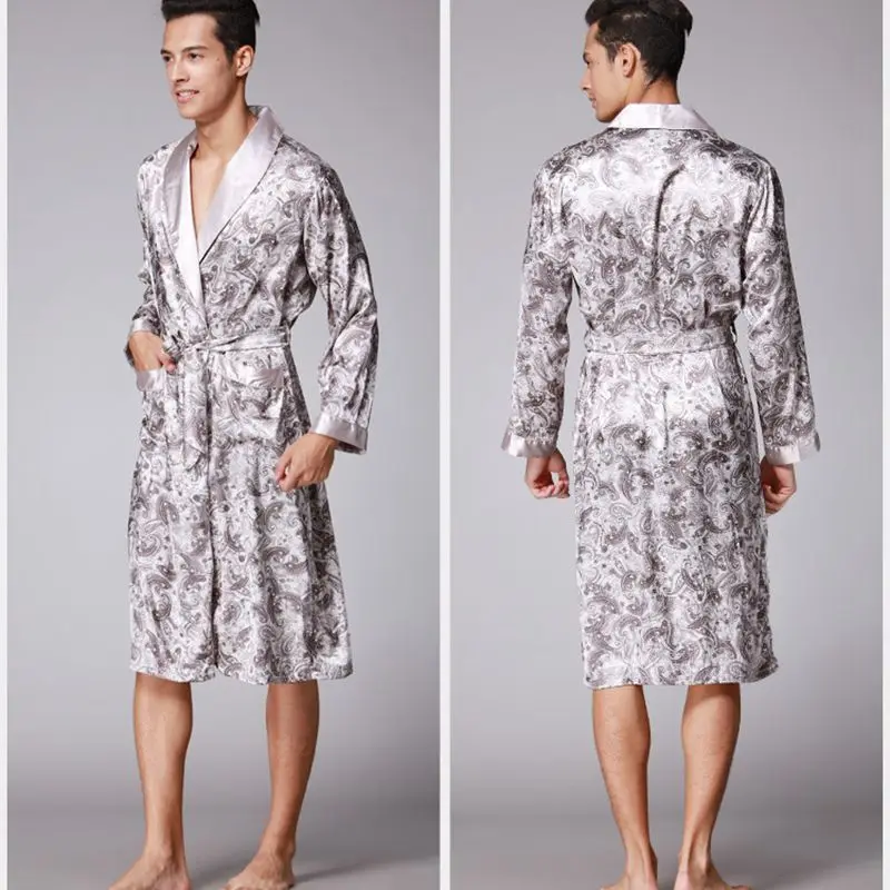 

Chinese men's rayon pajamas Robe de nuit Bathrobe robe loose Pyjamas casual home service men's kimono bathrobe robe for men