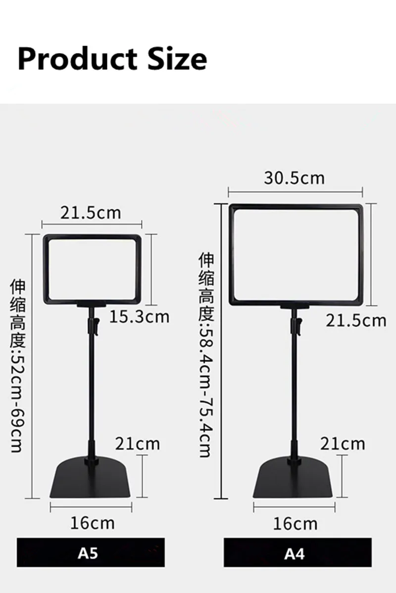 A4 Adjustable Poster Sign Stand 8.5x11in Advertising Business Menu Standing Sign Holder Frame Vertical and Horizontal View Sign