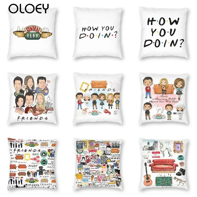 Central Perk Friends Cushion Cover 45x45cm Home Decor 3D Print TV Show Throw Pillow for Living Room Two Side Short Plush