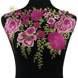 Floral Embroidered Applique Lace Motif Neckline Collar Patches Scrapbooking Sew on Decorative