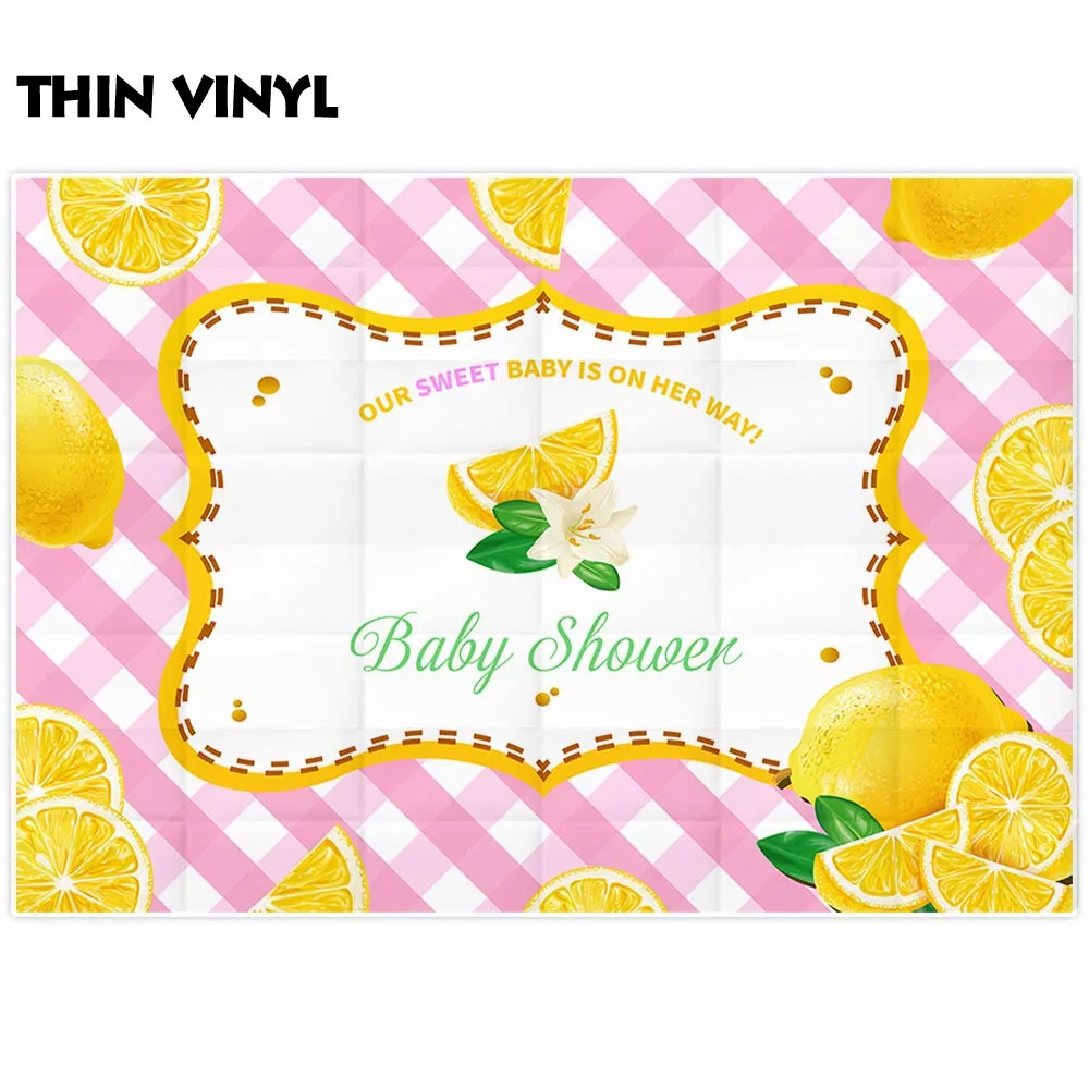 Allenjoy photophone backdrops first birthday newborn baby shower lemon girl pink grid background photography studio photocall