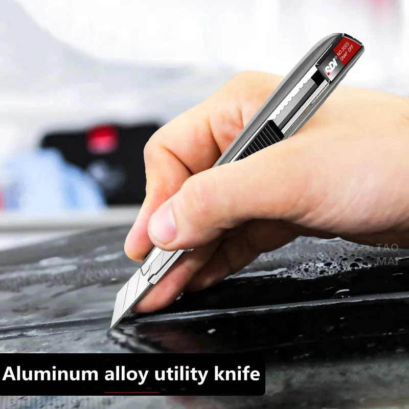 Aluminum Alloy Utility Knife 30 Degree 9mm Sharp Angle Blade Cutting Paper/Leather Carving Craft Knife Metal Knife Stationery