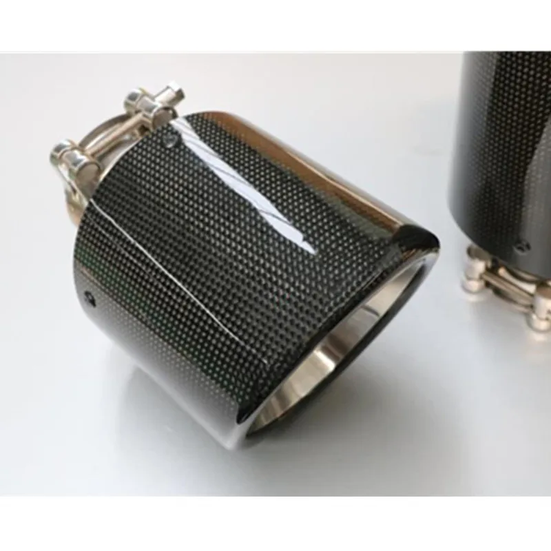 Car Styling 1pcs Muffler Inlet48-80mm outlet 114mm Glossy Carbon Fiber Muffler Universal Pipe Tip Tailtip Exhaust tip