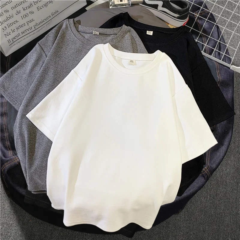 Basic T Shirt Women Summer New Oversized Solid Tees 7 Color Casual Loose Tshirt Korean O Neck Female Tops