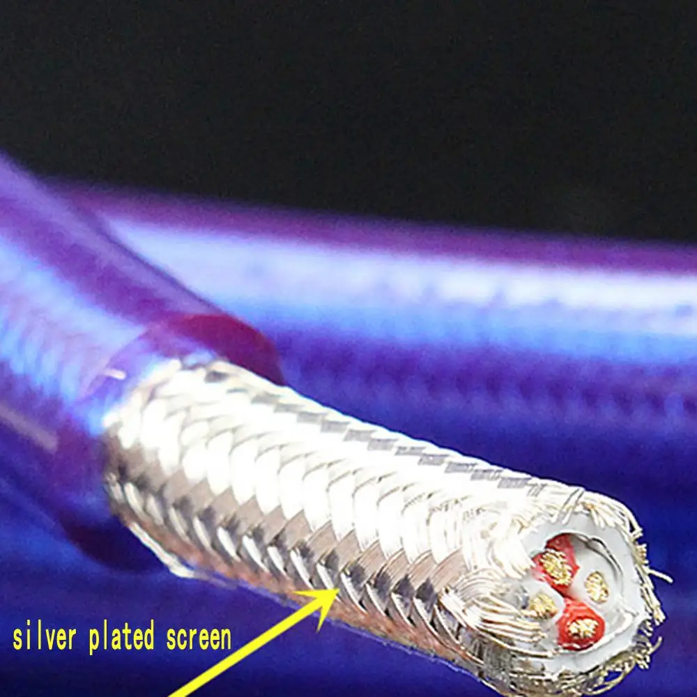 TOP-HiFi 7nOCC plateado trenzado USB 2,0 tipo A B Cable de interconexión macho tarjeta de sonido USB DAC toUSB cable de Audio Digital