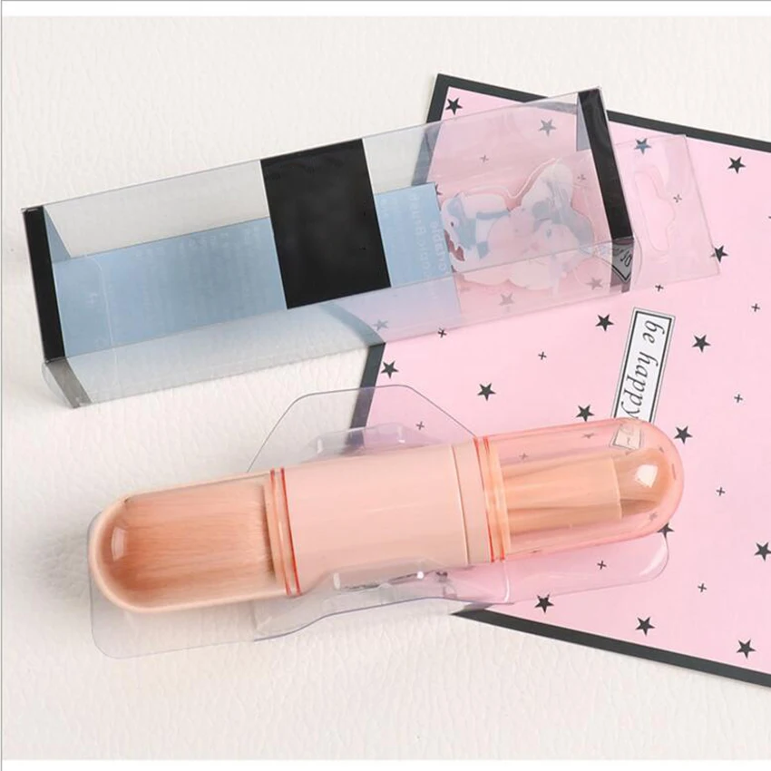 Telescopic 4 In 1แบบพกพาแปรงแต่งหน้าชุดอายแชโดว์ Eyeliner Eyebrow แปรง Lip Make Up แปรงเครื่องมือความงาม