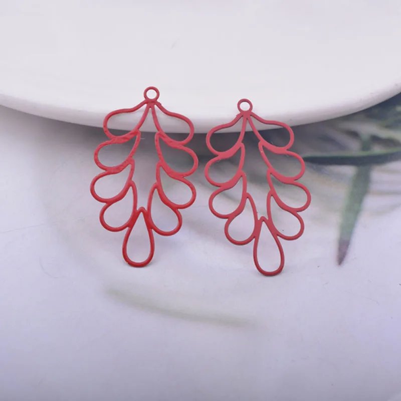 50 Stück AC10716 32*18 mm lackierter Messing-Blumenanhänger DIY Schmuck Ohrring-Zubehör – Detail 9