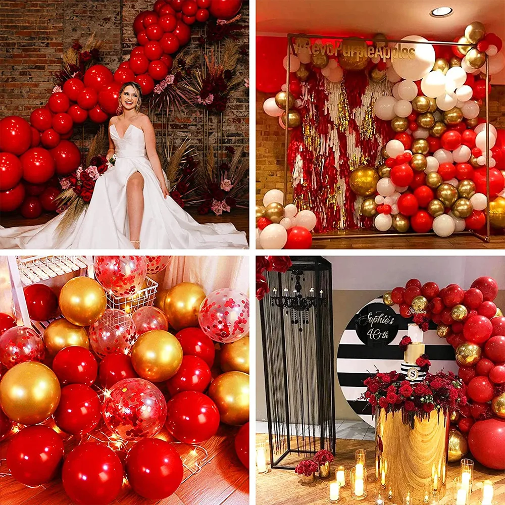 80Pcs 10inch Pomegranate Red Confetti Latex Balloons Wedding Globos Birthday baby shower House New year party Decorations