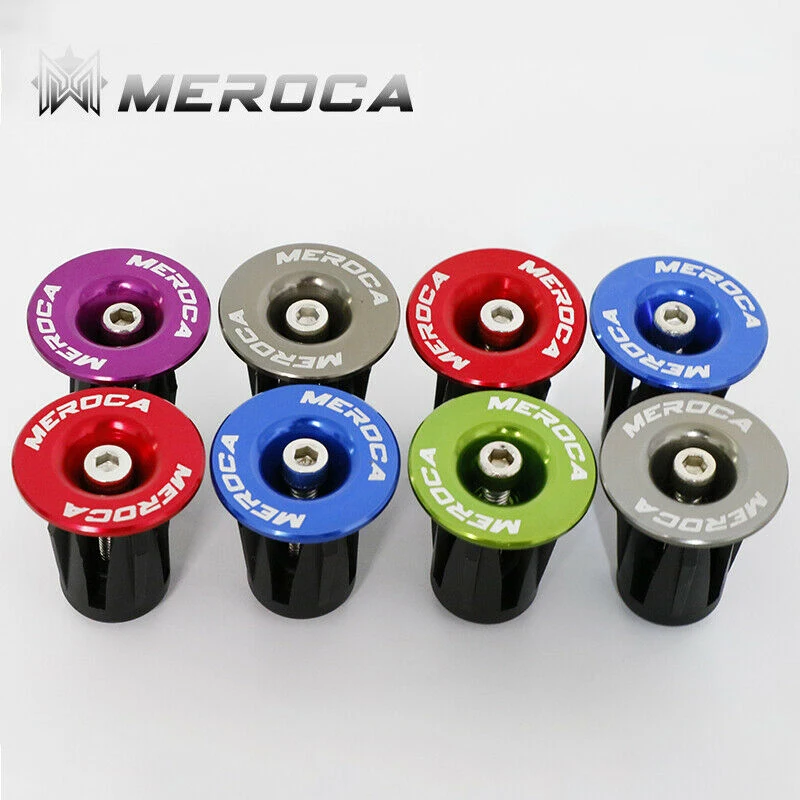 MEROCA 1 Pair Bike End Plugs Aluminum Alloy Lock Mountain Handle Bar Grips bicycle grip cover cap for bike Handlebar Accessory