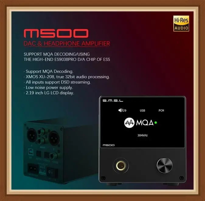 Smsl m500 moq usb dac amplificador de auscultadores es9038pro chip rca optical caoxial áudio decorder amplificadores dsd mini xmos XU-208