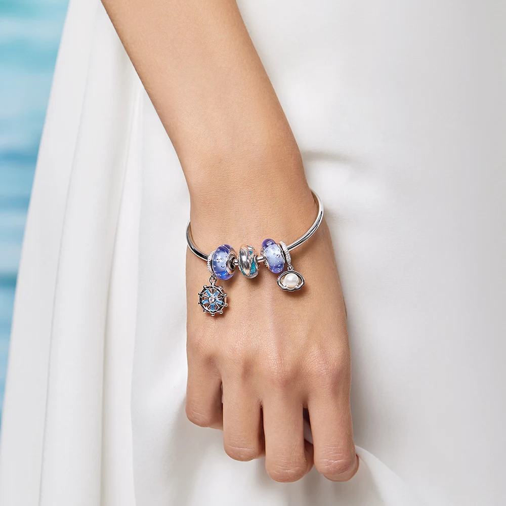 ATHENAIE Playful Dolphin Charms fit Bracelet & Necklaces 925 Sterling Silver Italian Murano Glass Charm Bead for Women Jewelry