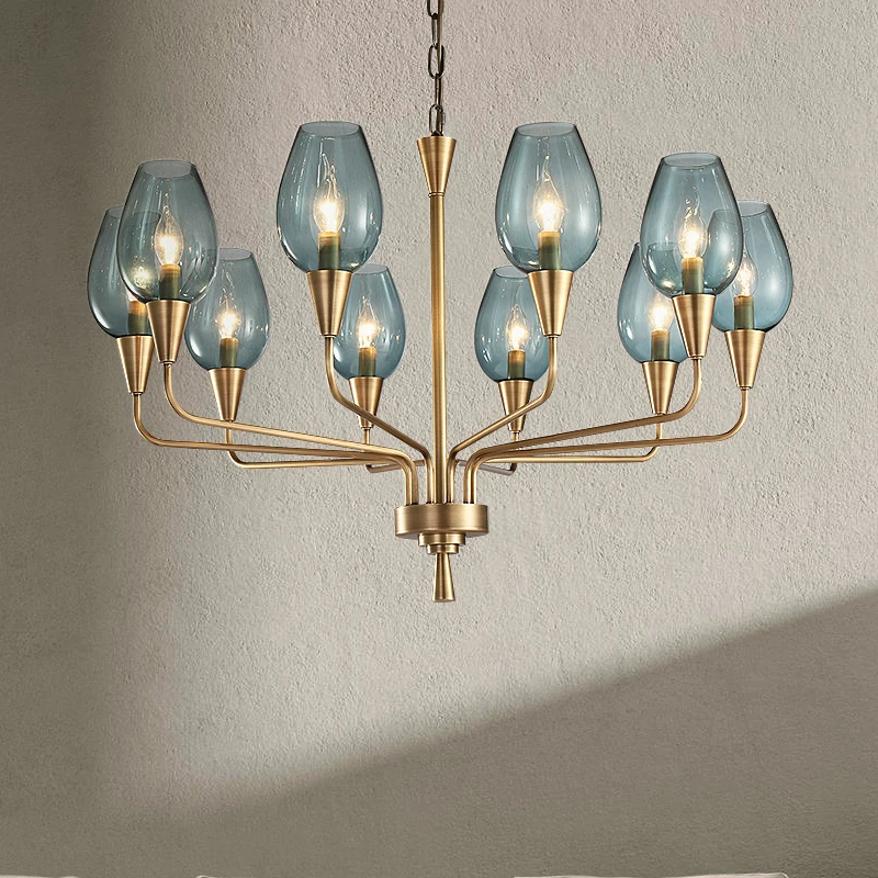 

Modern art deco chandelier Living Room lustre vintage High Quality Hotel Guest Room Bedroom Glass Lamp chandelier gold