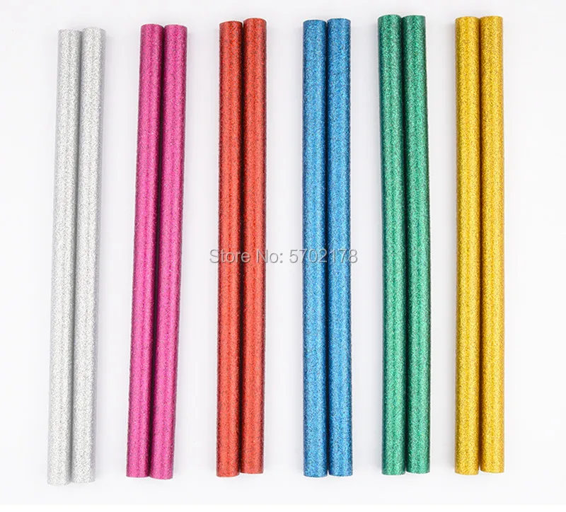 10 sztuk/zestaw kolorowy klej termotopliwy w sztyftach 7mm klej Assorted klej z brokatem kije profesjonalne dla Craft