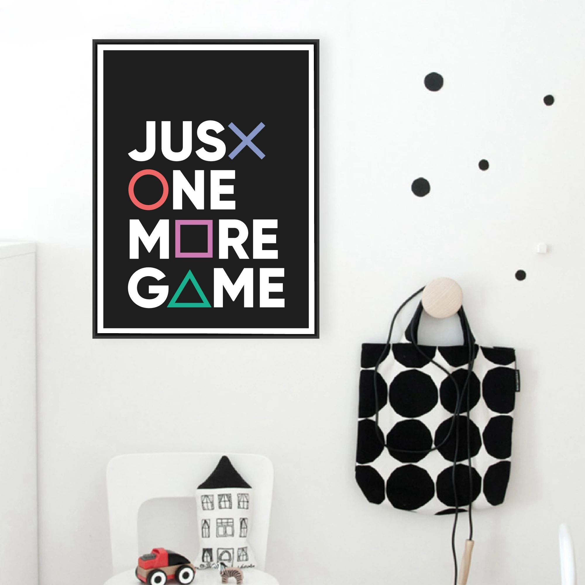 Just One More Game Poster Prints Gamer Joystick Symbols Gamepad Controller Boys Room Wall Art Canvas Painting Man Cave Decor