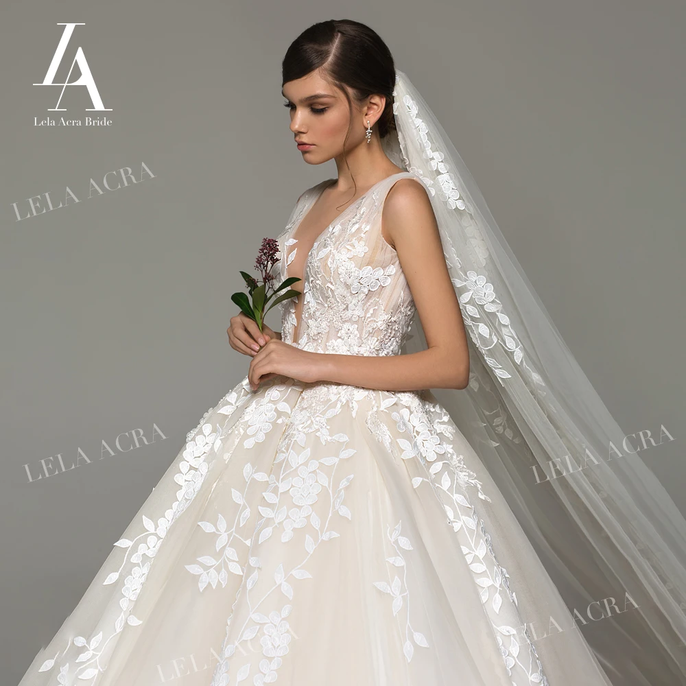 Fairy Appliques A-Line Wedding Dress Fashion Sleeveless Backless Bridal Gown 2025 Lace Princess Lela Acra EL23 Vestido De Novia