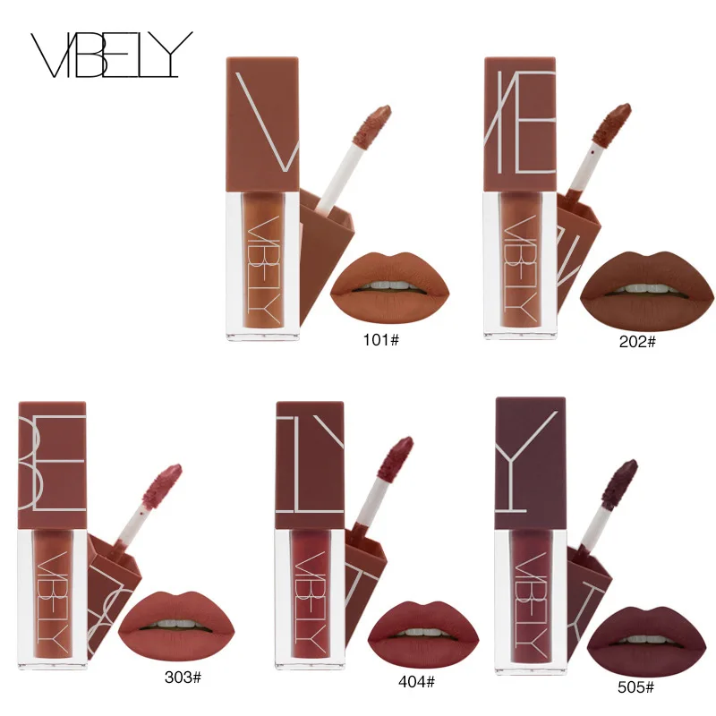 Vibely Eet Aarde-Gekleurde Fog Matte Lipstick Glazuur Pompoen Lipstick Glazuur Make Goederen Cosmetische Geschenken Voor Vrouwen Hot Selling