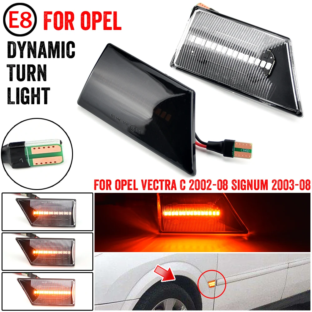 2PCS Led Dynamic Side Marker Turn Signal Light lamp For Opel Vectra C 2002-2008 For Opel Signum 2003-2008