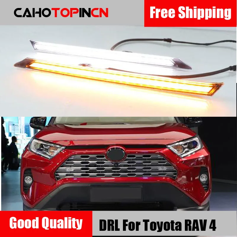 

For Toyota RAV 4 RAV4 2019 2020 Yellow Turn Signal 12V Car DRL LED Daytime Running Light Automobile Cover Decoration Light