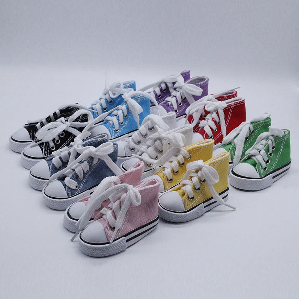 Doll Accessories Doll Shoes 7.5cm High Top Canvas BJD Handsome Candy Color Sneakers Toys For Girls Fashion Shoes For Dolls