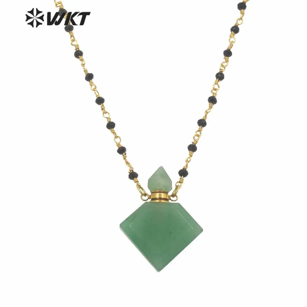 WT-N1229 Luxury Jewelry Women Necklace 18 inch Stone Rosary Chain Trendy Perfume Bottle Necklace New arrival Stone Necklace