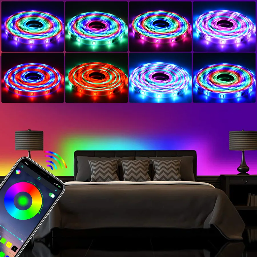 LED Light with Bluetooth Wifi Mobile Phone APP Controller Music Colorful Color Changing Rgb Decoration TV Background Night Light