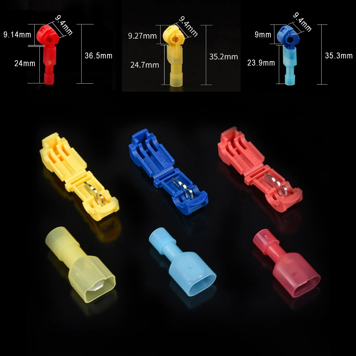 40PCS(20PAIRS) T Shape Electrical Wire Connectors Quick Splice Crimp Terminals Block Lock For 0.5-4mm 22-18AWG/12-10AWG/18-14AWG