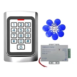 Access Control gate motor Keypad/RFID Reader 125KHz Wiegand 26 Illuminated Metal Indoor Outdoor IP68 +10 ID tags+power supply