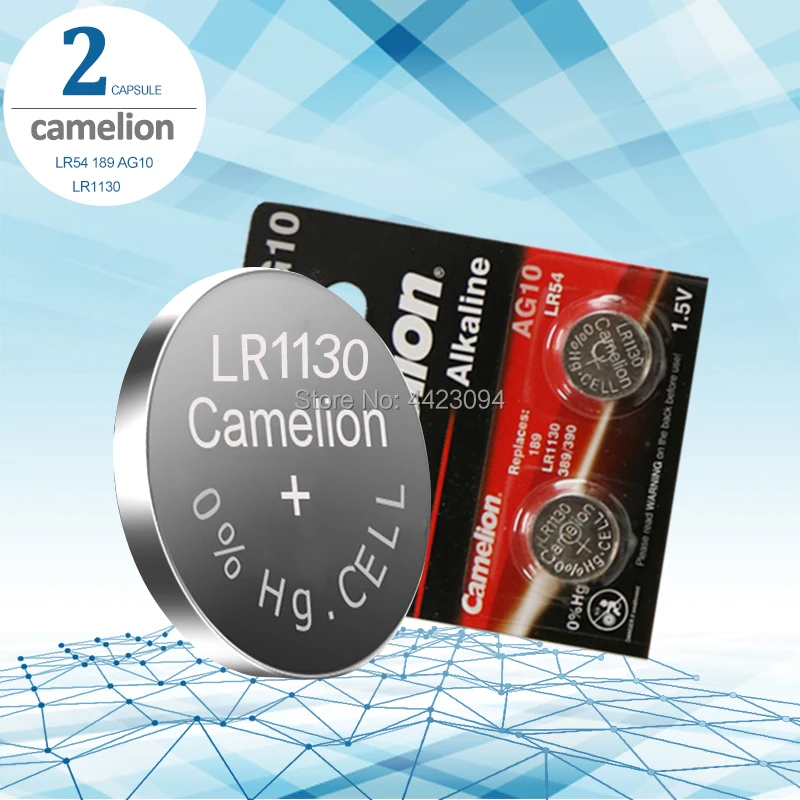 2Pcs Camelionแบตเตอรี่1.5V AG10 LR1130แบตเตอรี่ปุ่มอัลคาไลน์AG10 389 LR54 SR54 SR1130W 189 LR1130ปุ่มแบตเตอรี่