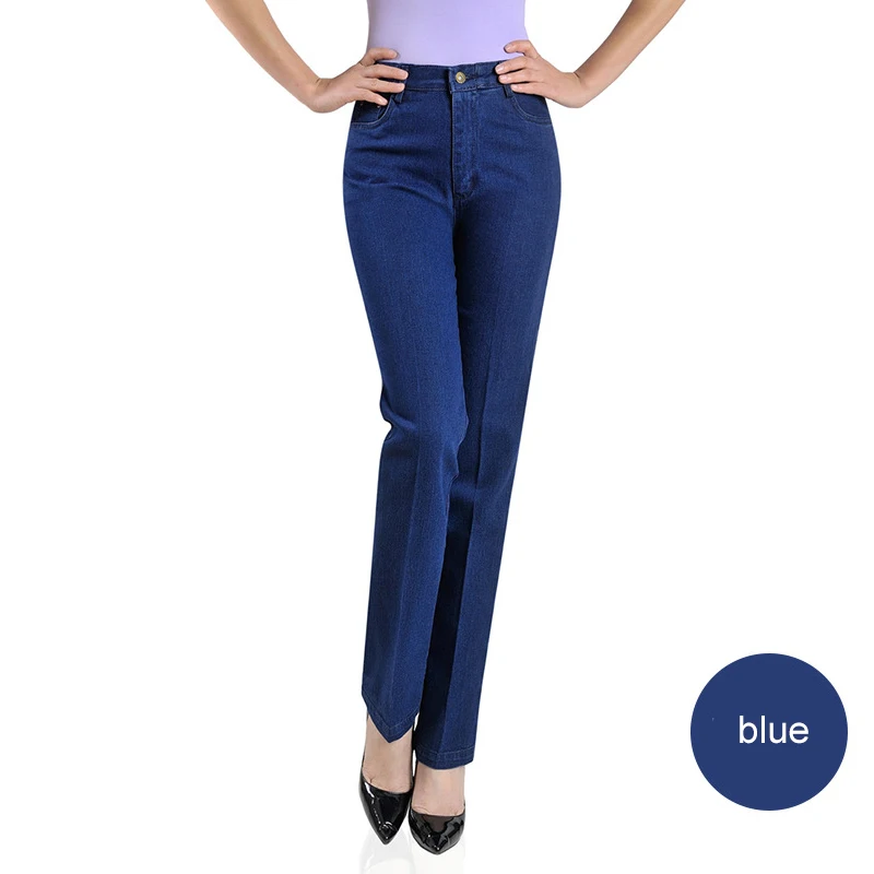 Vintage hoge taille jeans dames herfst herfst rechte lange denim broek dames 2020 plus size moeder zwart blauwe jeans broek broek