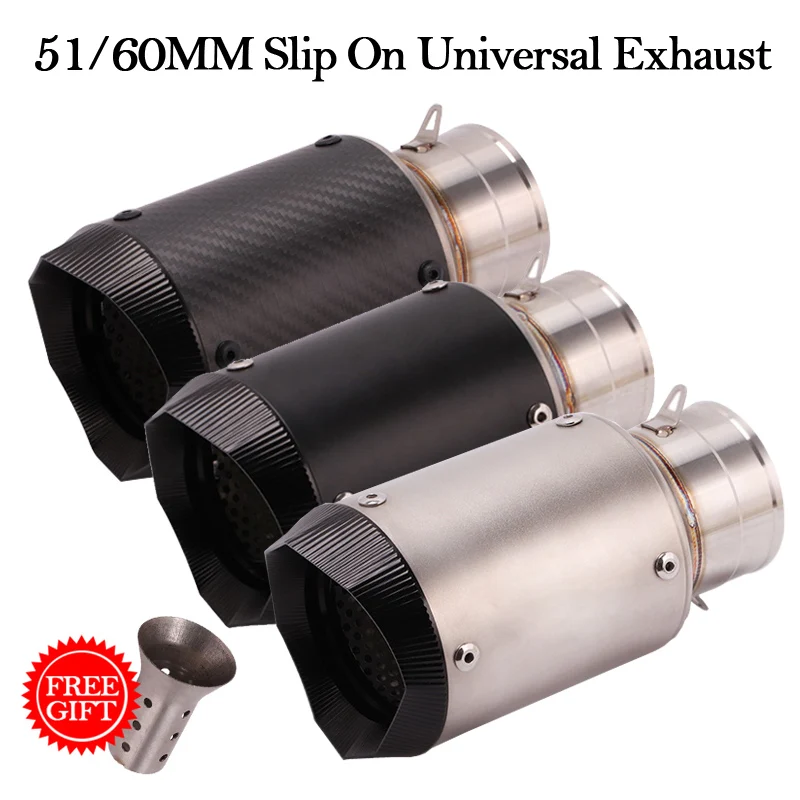 

51MM 60MM Slip On Universal Motorcycle GP Exhaust CNC Carbon Fiber DB Killer Escape Muffler For Kawasaki Z900 FZ6 RC390 S1000XR