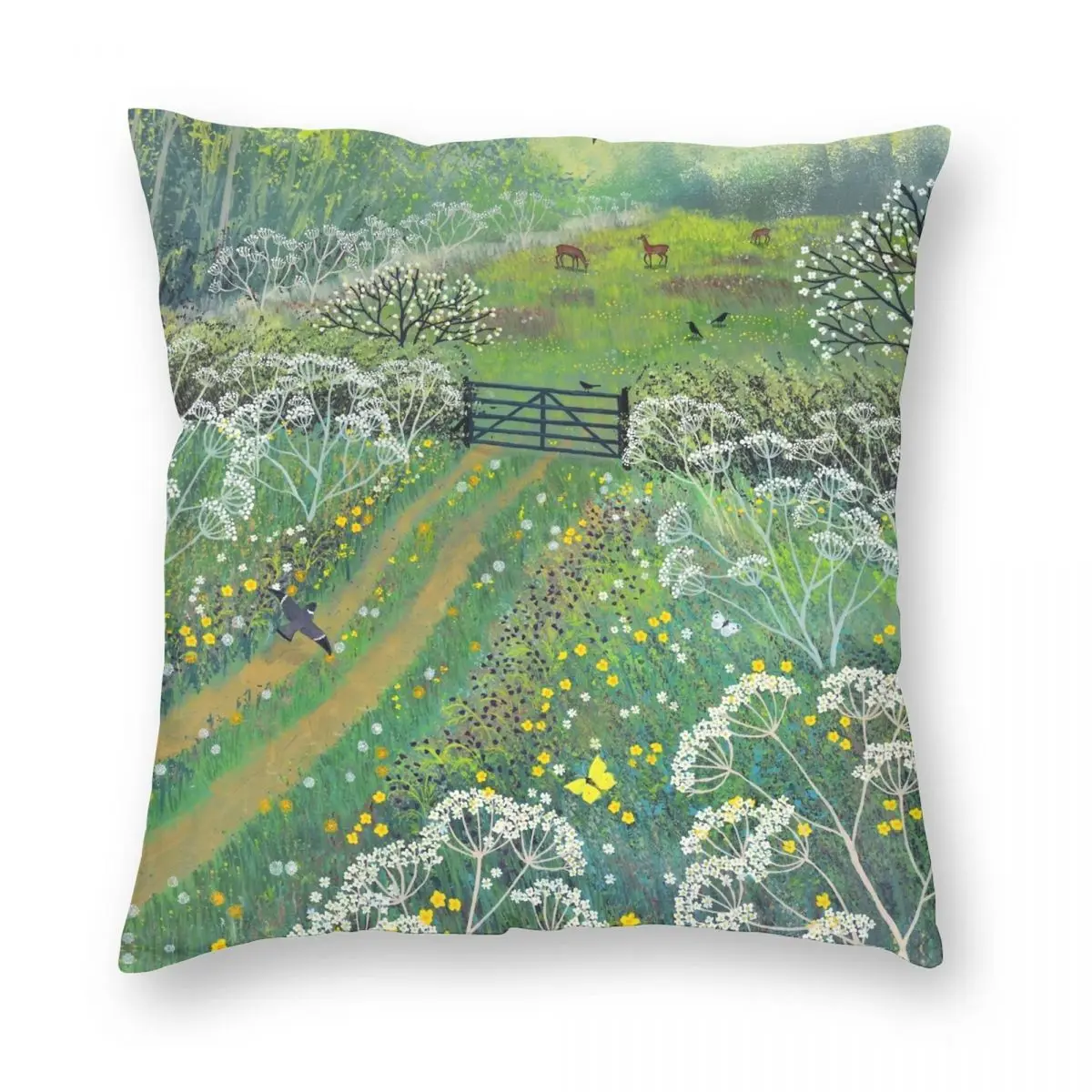 The Gate To May Meadow Square Pillowcase Polyester Linen Velvet Printed Zip Decor Pillow Case Car Cushion Cover 45x45