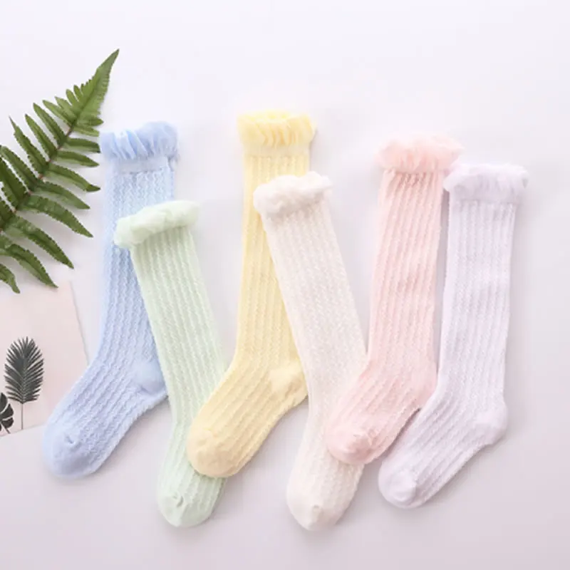 

Newborn Infant Long Socks Kids Knee High Socks 2020 New 0-3Years Cute Baby Boys Girls Cotton Mesh Breathable Soft Sock thin