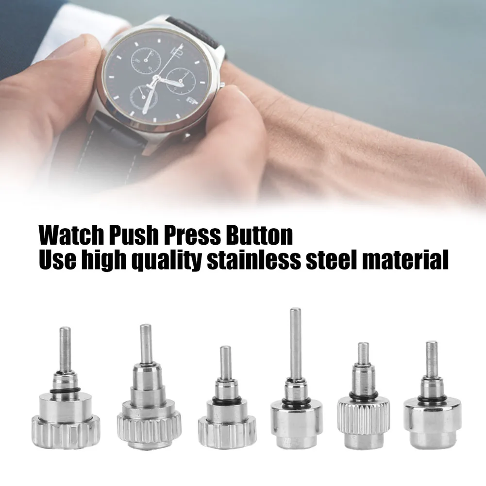 24Pack Waterproof Stainless Steel Watch Push Press Button Watchmaker Repair Part Assortment Set With Plastic Box