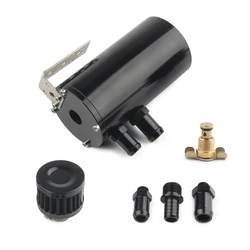 Universal High Quality Brushed Baffled Oil Catch Tank Can with Breather Filter Aluminium Round Car Coolant Tank