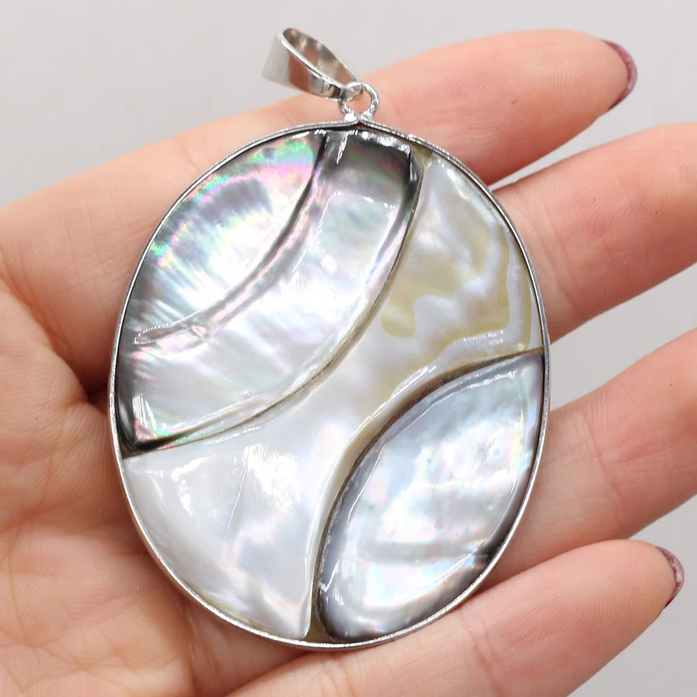 Natural Stone Shell Pendant Exquisite Oval Charms For Jewelry Making Charms DIY Necklace Accessory