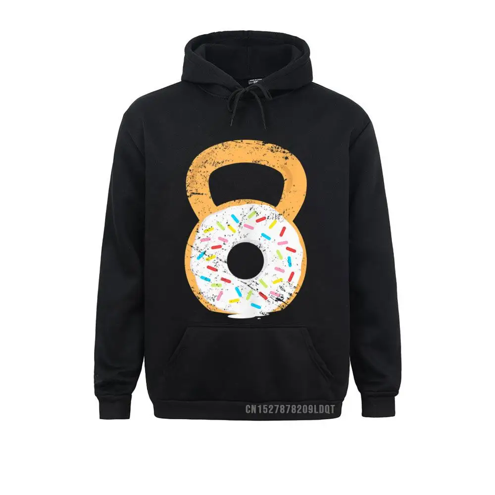 Plain Men Hoodies Kettlebell Donut Funny Doughnut Fitness Joke Gift Sweatshirts Long Sleeve Hoods Custom