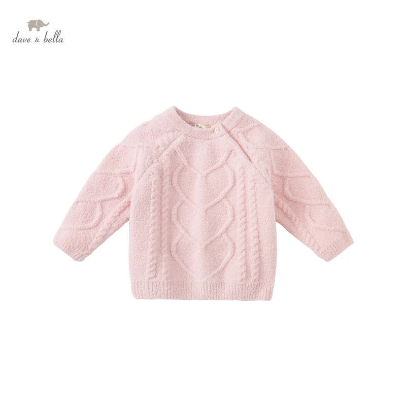 DBZ19830 dave bella winter cute baby girls Christmas striped knitted sweater kids girl fashion toddler boutique tops