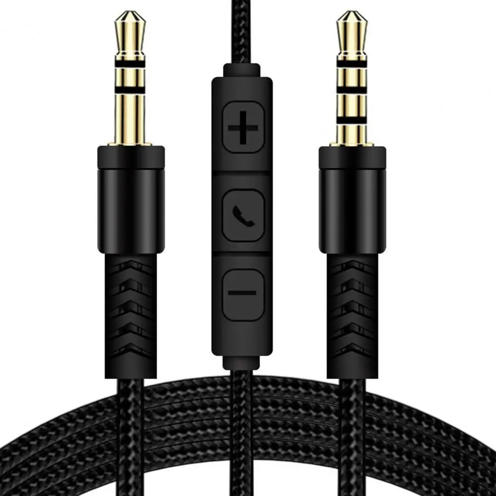 3.5mm Jack Male to Male Audio Cable 1.2m Aux Cable Volume Control with Mic for iPhone/Headsets/iPad/Samsung Galaxy/HTC/LG