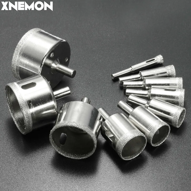10pcs Diamond Hole SAW ชุดกระเบื้องเซรามิคแก้วพอร์ซเลนหินอ่อน 8 มม.-50 มม.เจาะ