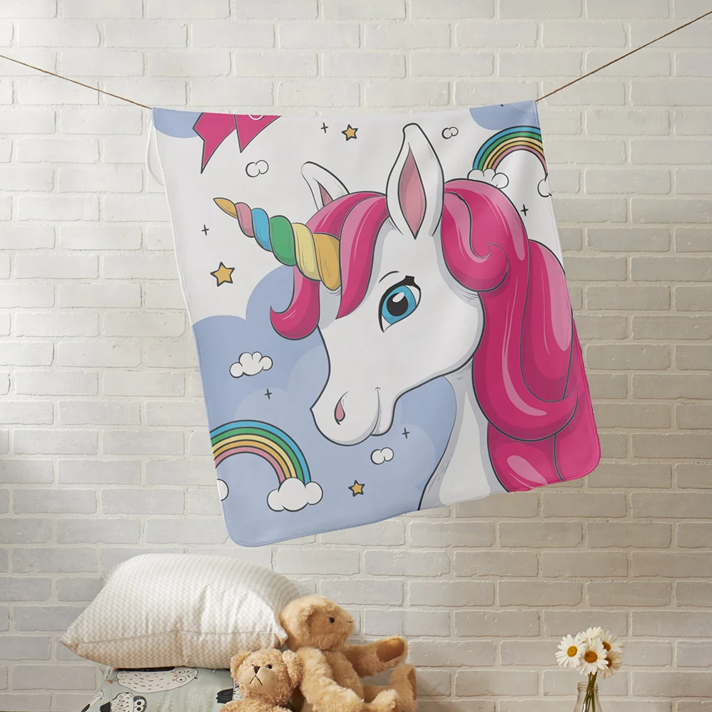 LVYZIHO Hand Drawn Unicorn Custom Name Baby Boy/Girl Blanket - 30x40 / 48x60 / 60x80 Inches - Fleece Blanket