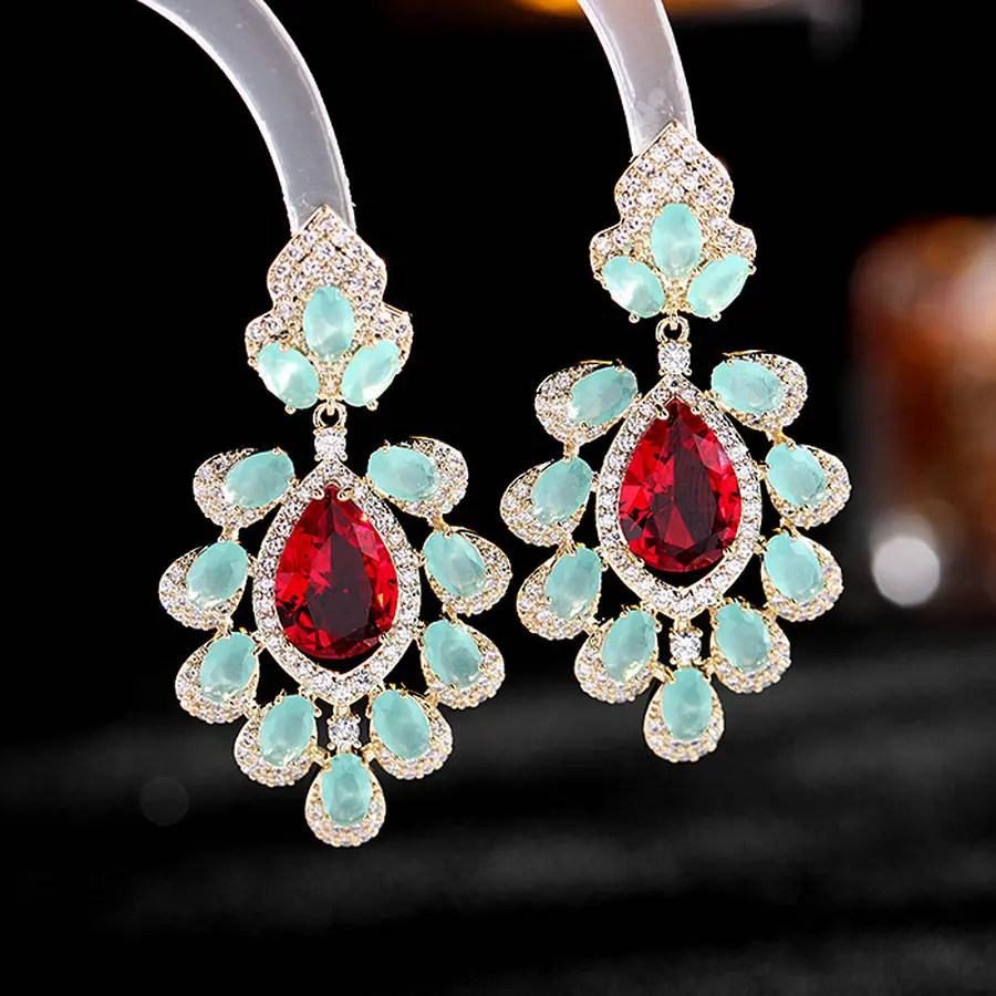 

1 Pair Fully-Jewelled CZ Flower Drop Earrings Sexy Luxury Earrings for Women Party Ear Accessories New Arrival