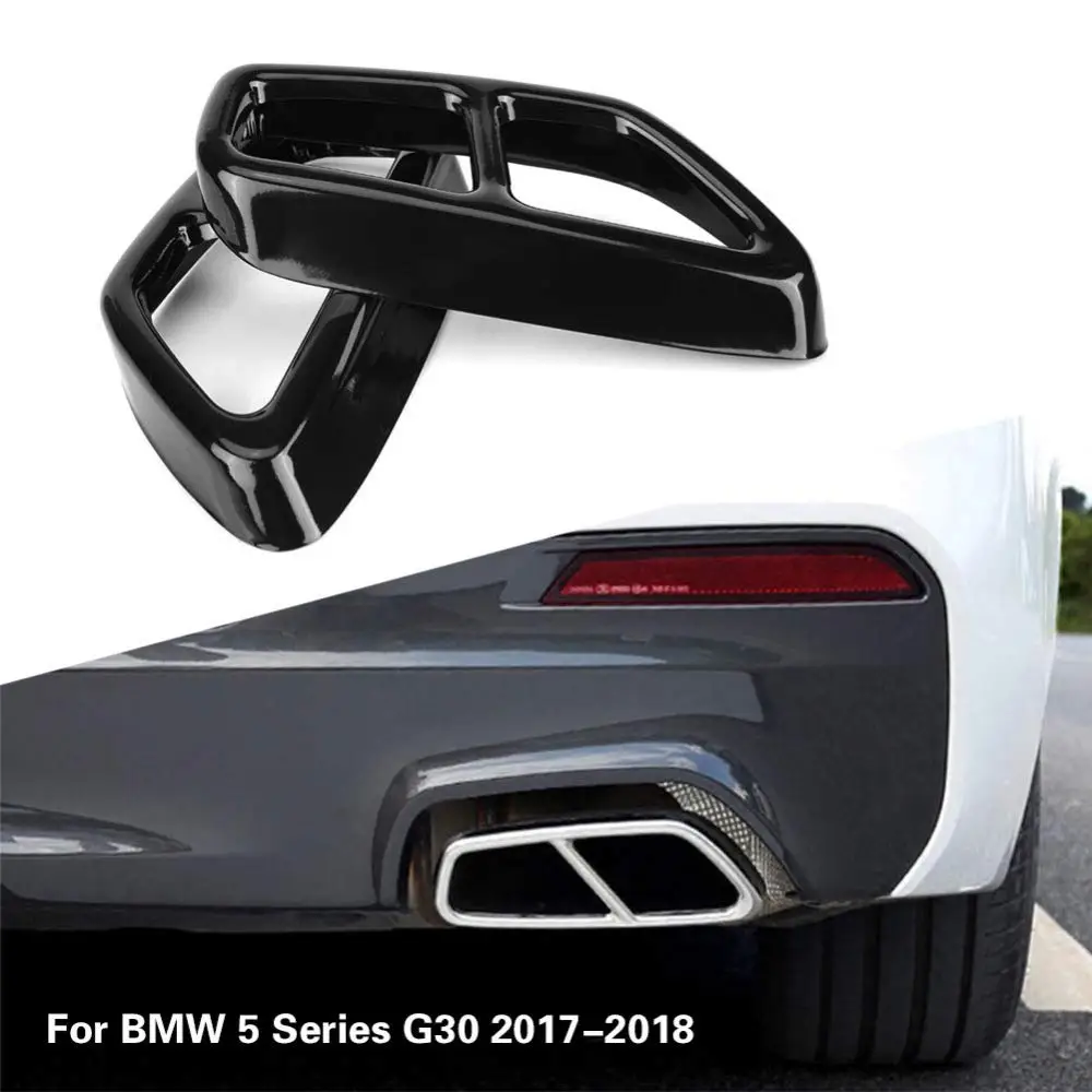 

Car Stainless Steel High Temperature Resistance Anti-Rust Black Exhaust Tailpipe Cover Trim for BMW 5 Series G30 2017-2018 2Pcs