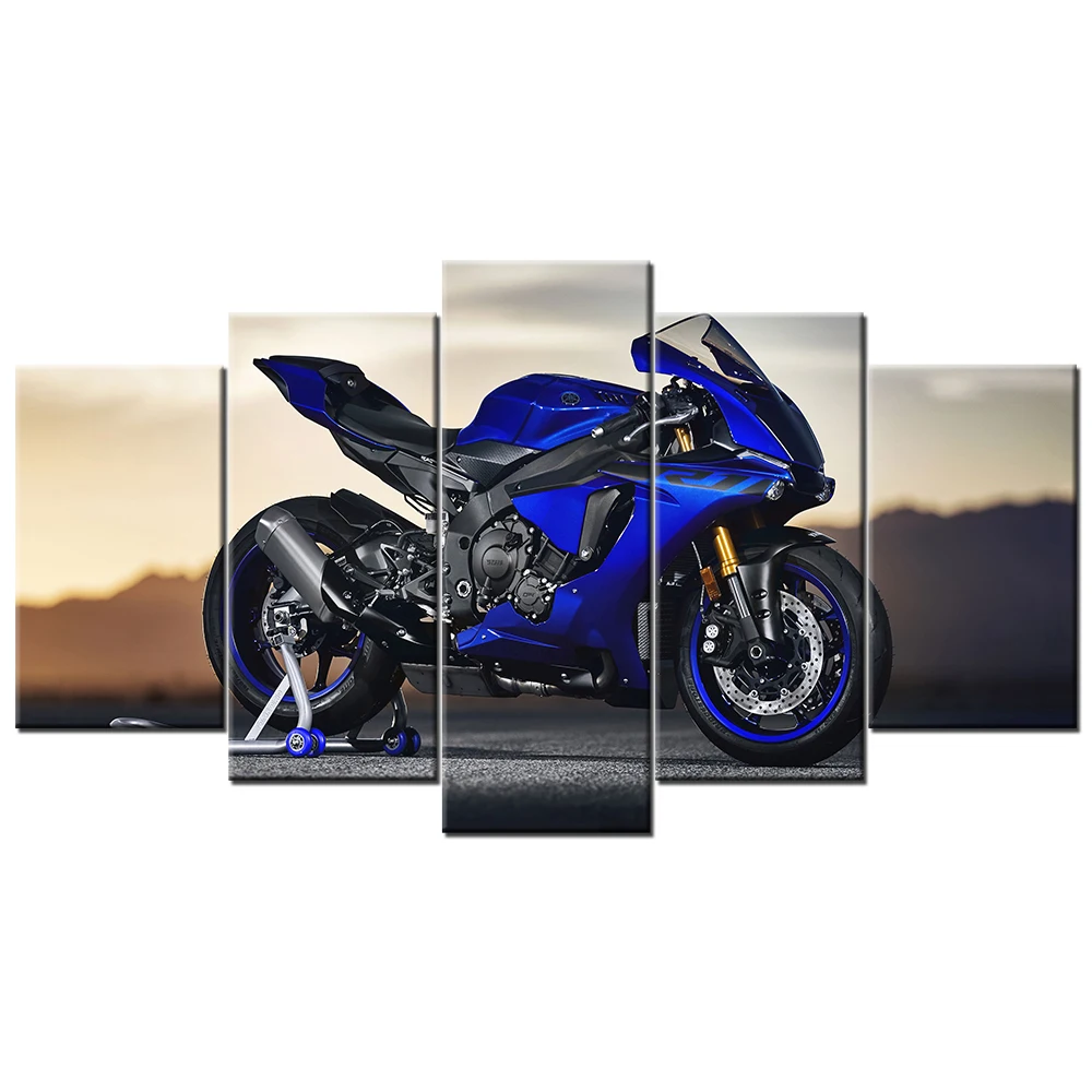 YZF R1 Super Bike Canvas Painting 5 Pieces Wall Art HD Prints Modular Pictures Home Bedside Decor Poster