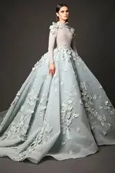 Elie Saab-vestidos de baile com gola alta, vestido árabe, mangas compridas, tapete vermelho vintage, vestido de festa celebridade, 2020