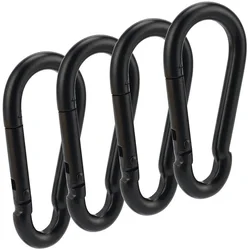 5 PCS Carabiner Black Mini Spring Snap Hook Steel Clip Link Buckle 5x2.4cm Locking Hook Keychain Clip for Camping Hiking