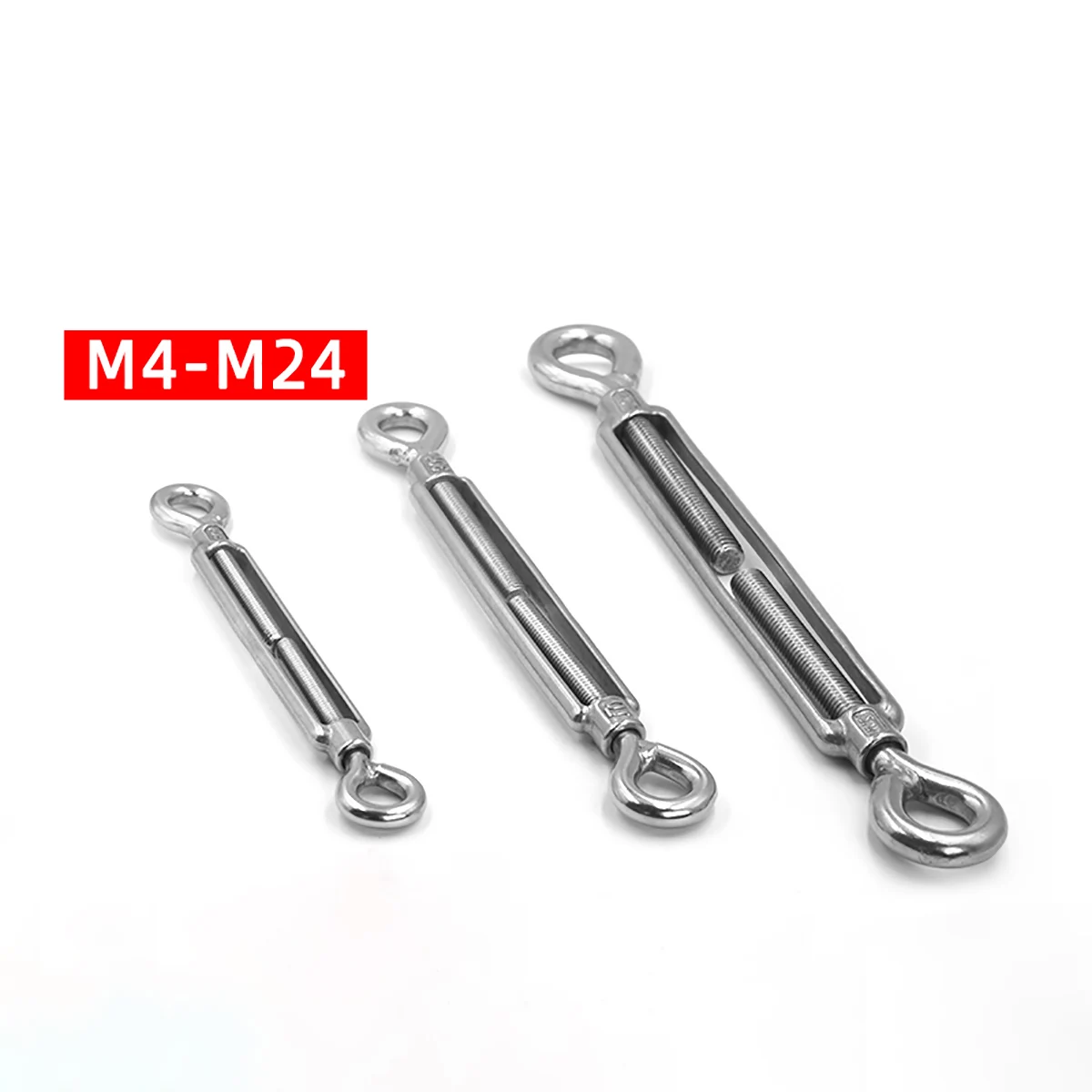 1pcs M4 M5 M6 M8 M10 M12 M14 M16 M18 M20 A2 304 Stainless Steel Eye & Eye Turnbuckle Wire Rope Tension Tightener