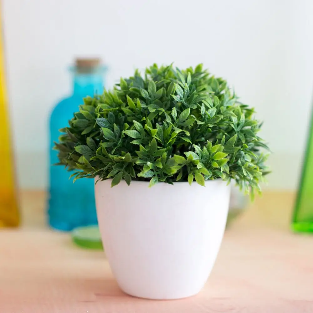 1pc Artificial Potted Plant Bonsai Plastic Flowerpot Ornaments Simulation Flower Grass Birthday Party Decor Home Office Decor image 3