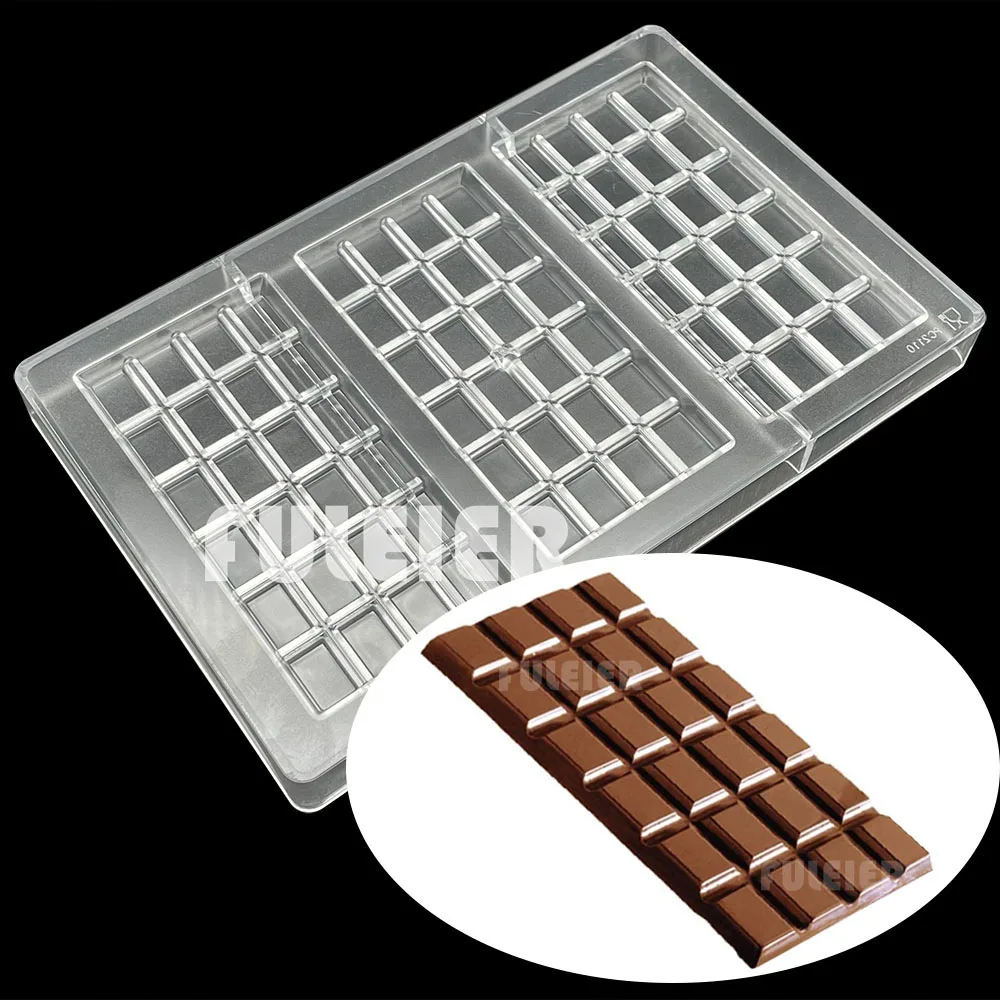 3 Holes Candy Bar Polycarbonate Chocolate Bar Mold 150*74*8Mm Baking Candy Chocolate Moluds Cake Deoration Bconfectionery Tools