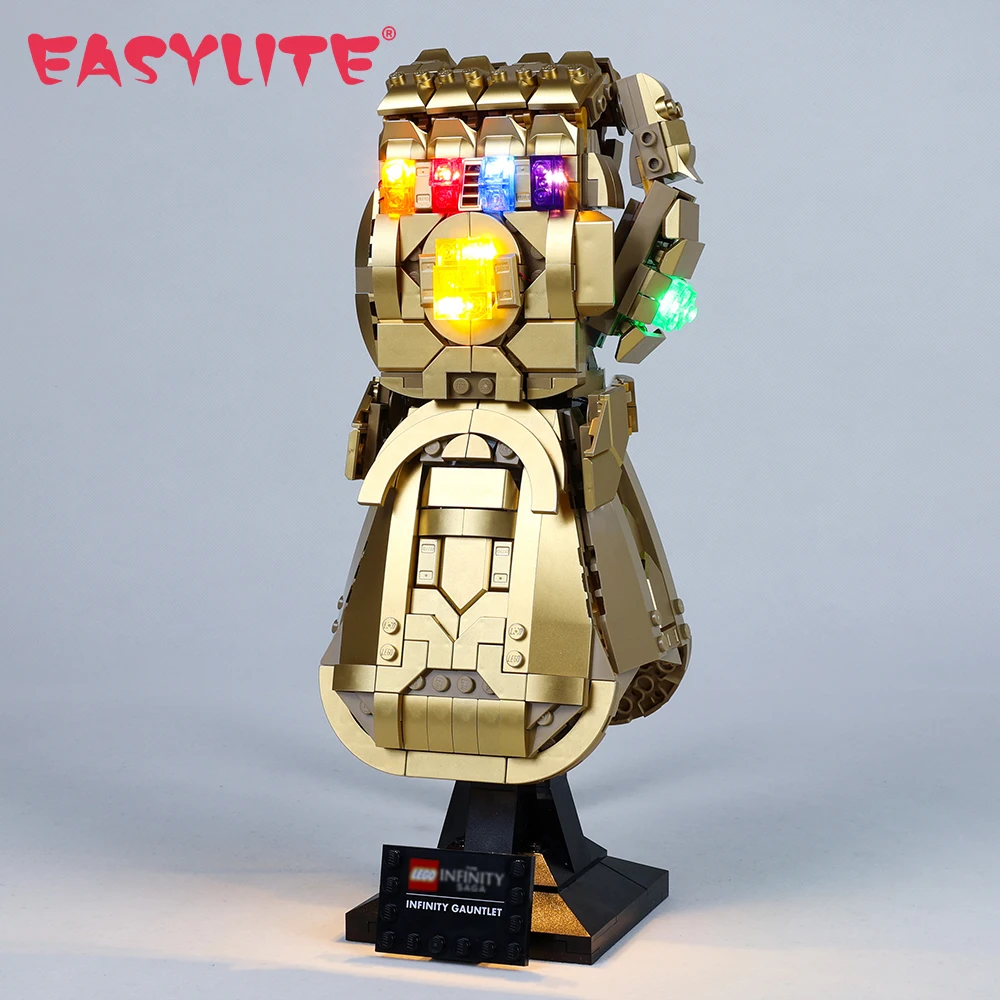 EASYLITE No Building Blocks LED Light Set For 76191 Infinity Gauntlet Gloves Collectible Model Bricks DIY Toys Only Lighting Kit